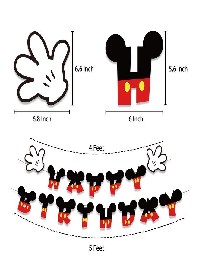 Festiko® 2 PCS Cartoon Mouse Happy Birthday Banner for Kids Theme Birthday Party Bunting Decorations - Image 2